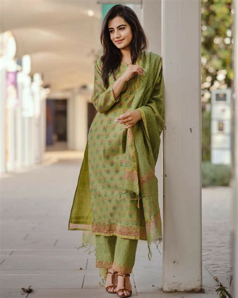 Pistachio green kurta with straight pants and dupatta #Designs #Indian ...