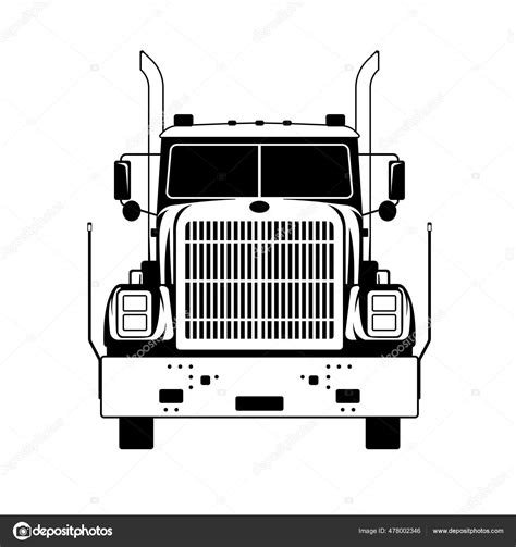 Semi Truck Vector Illustration Flat Style Front View Stock Vector by ...