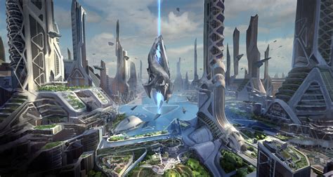 UE4 sample game concept design, Chen Liang | Futuristic city, Fantasy art landscapes, Fantasy city