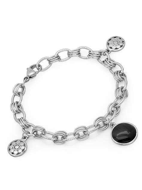 Women's Stainless Steel with Glass Charm Bracelet - Walmart.com