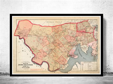 Old Map of Dorchester Boston 1895 - VINTAGE MAPS AND PRINTS