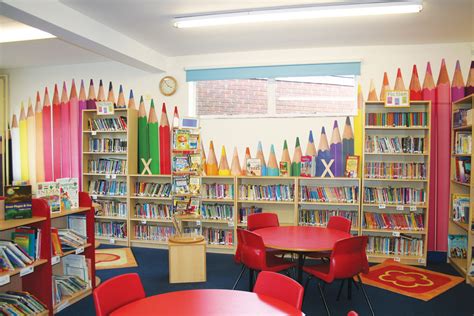 Bowden Primary School Library // Pencils // feature wall // from ohpopsi.com | School library ...