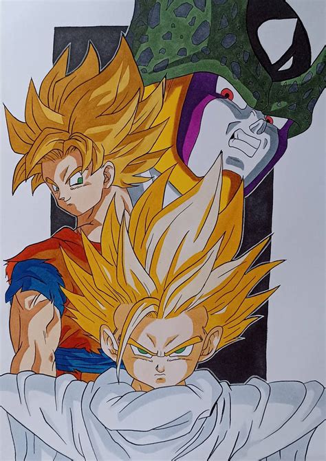 Gohan and Goku VS Cell [Manga Color] by Daisuke-Dragneel on DeviantArt