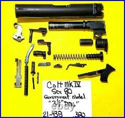 Colt 380 Government Model Blued Slide, Barrel, Trigger, Parts Lot 21-438