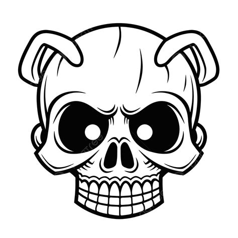 Caricatura Cráneo Con Dos Orejas Contorno Bosquejo Dibujo Vector PNG , Dibujo De Calavera ...