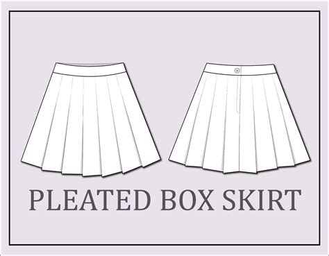 Skirt Vector pleated Box Skirt Vector-fashion Flat Sketch for Adobe Illustrator Technical ...