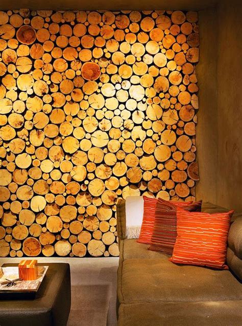 20 DIY Rustic Wood Log Walls For Your Home | HomeMydesign