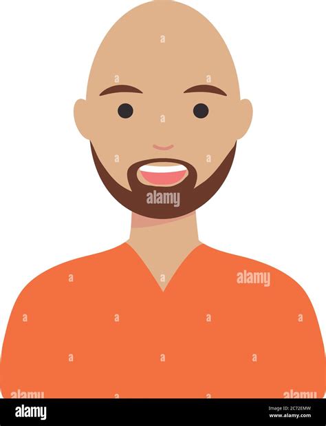 diversity people concept, cartoon bald man smiling over white background, flat style, vector ...