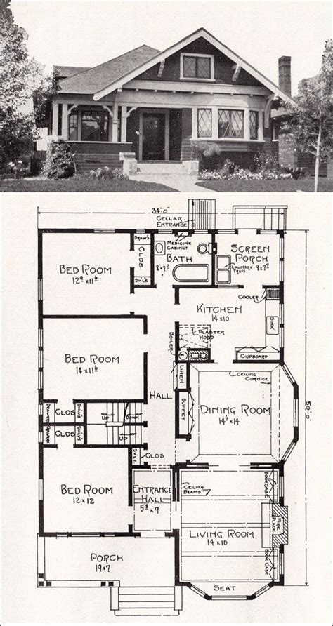 1918 representative california homes by ew stillwell, design #R-856 | Bungalow floor plans ...