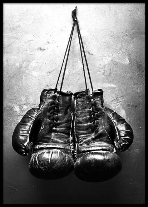 Poster with boxing gloves | Black and white photo art | Photo print