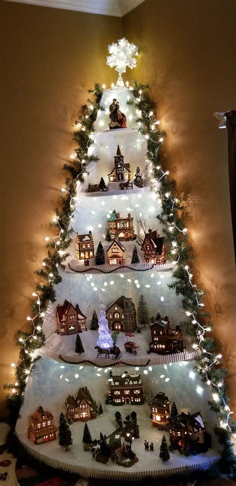 20+ Awesome Christmas Tree Village Stand Ideas - SWEETYHOMEE