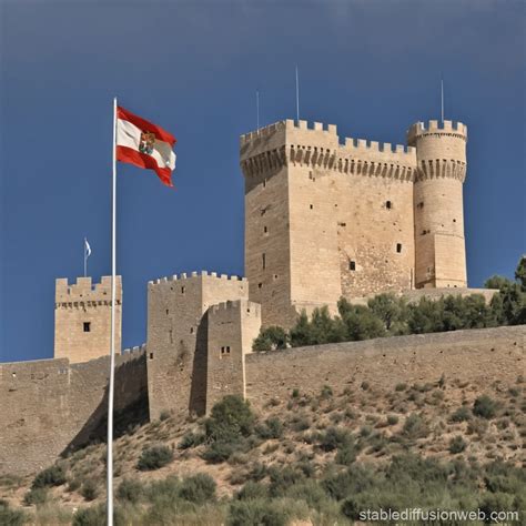 A Floating Castle with the Castile Flag | Stable Diffusion Online