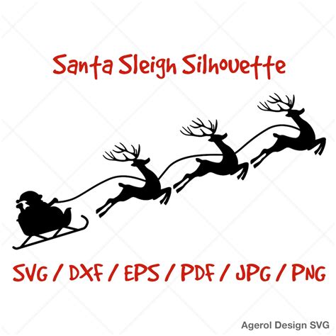 Santa's Sleigh SVG Santa's Sleigh Silhouette SVG Christmas SVG Reindeer ...