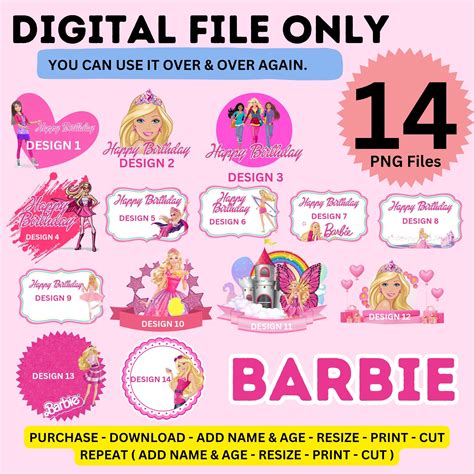 Barbie Cake Topper Digital Instant Download Birthday Cake - Etsy