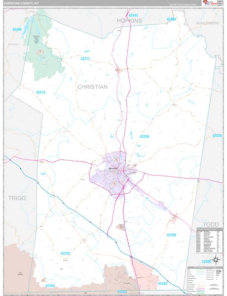 Christian County, KY Zip Code Map - Premium