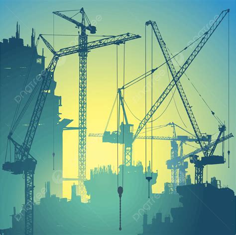 Tower Cranes Industry Structures Silhouette Vector, Industry, Structures, Silhouette PNG and ...