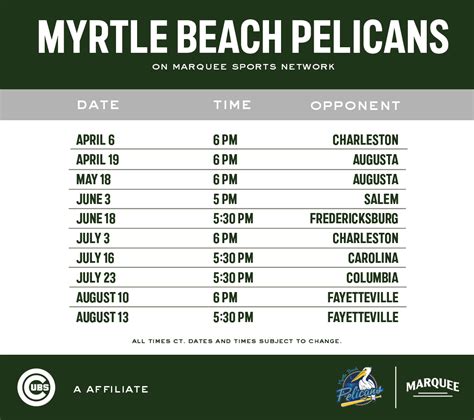 Myrtle Beach Pelicans Schedule 2024 Dates - Peggi Birgitta