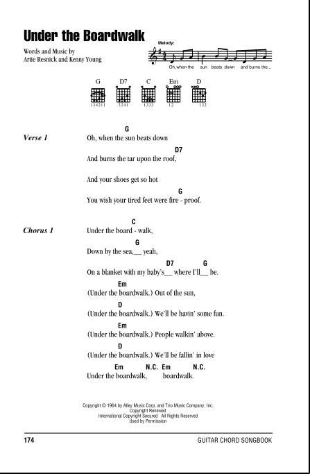 Under The Boardwalk - Guitar Chords/Lyrics | zZounds