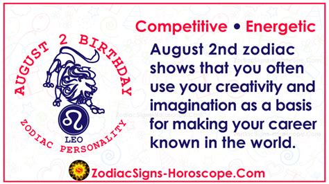 August 2 Zodiac (Leo) Horoscope Birthday Personality and Lucky Things