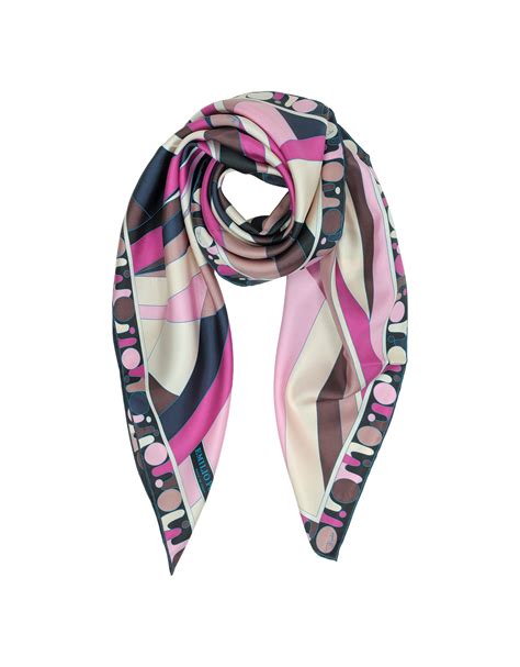 Emilio pucci Geometric Print Twil Silk Square Scarf in Pink | Lyst