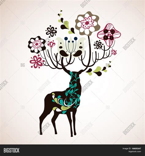 Reindeer Wallpaper Vector & Photo (Free Trial) | Bigstock