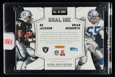 Bo Jackson / Brian Bosworth 2016 Rookies & Stars Dual Ink #4 | Pristine ...