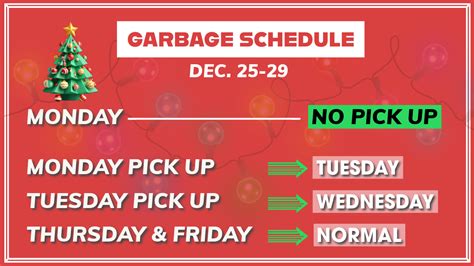 Holiday Garbage Schedule