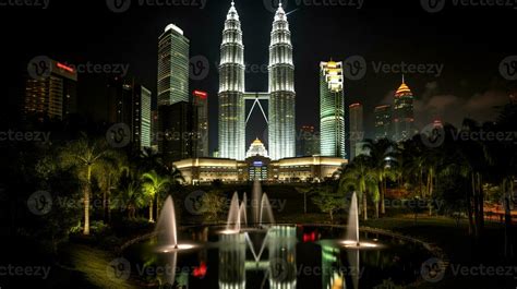 Night view of Petronas Towers. Generative AI 32976424 Stock Photo at Vecteezy