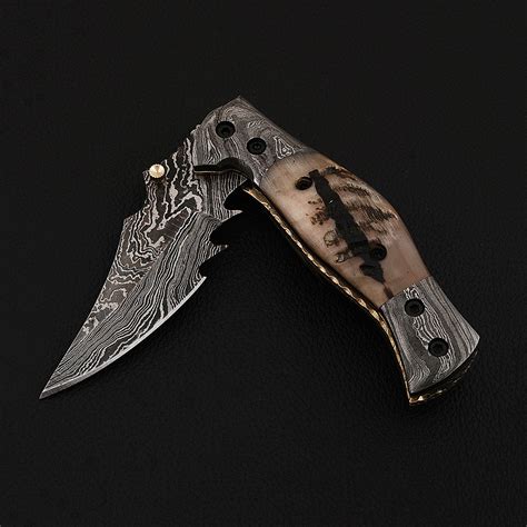 Damascus Steel Under Lock Folding Knife - The Blade Point - Touch of Modern