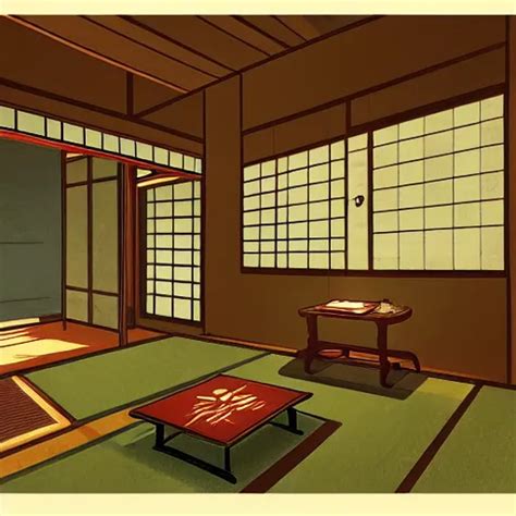 The Interior of a Traditional Japanese House, Anime | Stable Diffusion