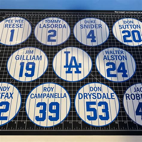 Las Angeles Dodgers Retired Player Numbers Vinyl Decals World Series ...