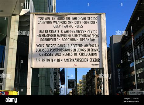 The famous Checkpoint Charlie Sign from the Russian side in Berlin Stock Photo - Alamy