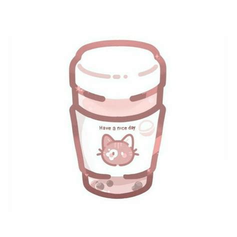 a hello kitty coffee cup sitting on top of a white tablecloth with the words have a nice day ...