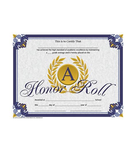 Gold Laurel Leaves A Honor Roll Certificate - Flipside Products - H...