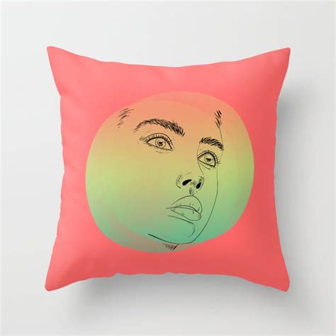 beautiful digital sketch of a lovely female face against pastel colors Throw Pillow by Ivy ...