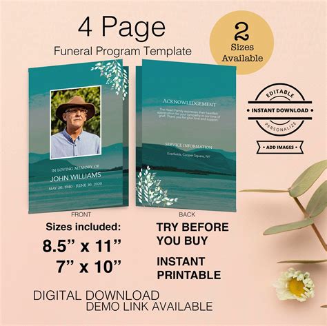 Editable Funeral Program Template With Burgundyred Ro - vrogue.co