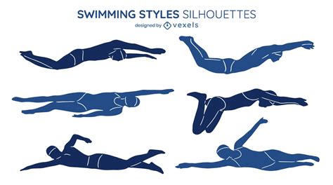 Swimming Styles Illustrations Set Cut Out Vector Download