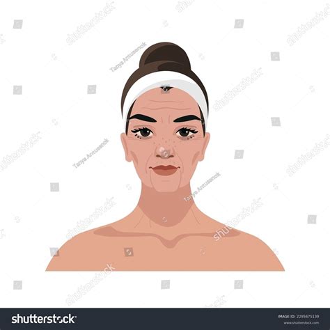 Portrait Mature Woman Wrinkles Age Changes Stock Vector (Royalty Free ...