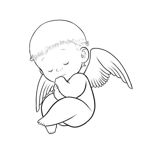 Baby Angel Drawing, Baby Drawing, Line Drawing, Drawing Sketches, Baby Angel Tattoo, Baby Angel ...