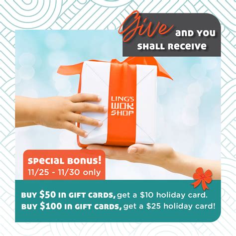 Holiday Gift Card BONUS OFFER - Ling's Wok Shop - Asian Restaurant in ...