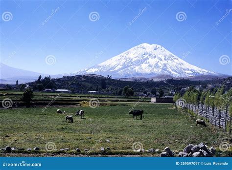 El Misti Volcano with Cloudless Sky, One of the Best of Volcanoes Near Arequipa City in Peru ...