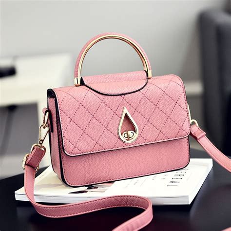 Women Shoulder Mini Bag Leather Fashion Small Handbag - Pink | Bags ...