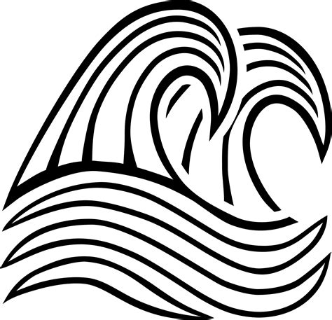 Line Art Wind Wave Drawing Breaking Wave - Black And White Free Wave Clip Art - Png Download ...