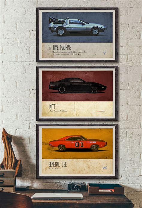 MOVIE CARS POSTERS Famous Movie Cars Vintage Race Car Print | Etsy