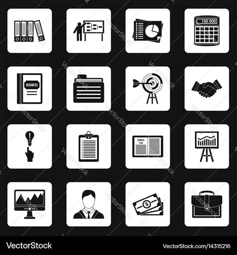 Business plan icons set squares Royalty Free Vector Image