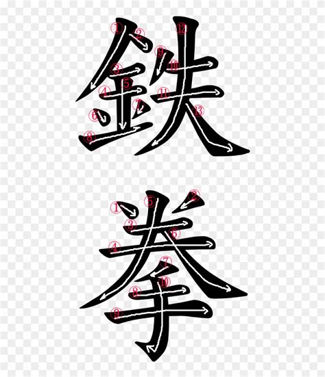 Kanji Stroke Order For 鉄拳, HD Png Download - 500x966 (#1481761) - PinPng