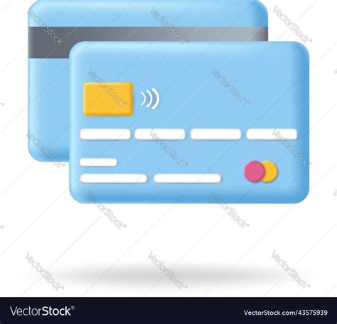 Credit card with chip 3d icon in cartoon style Vector Image