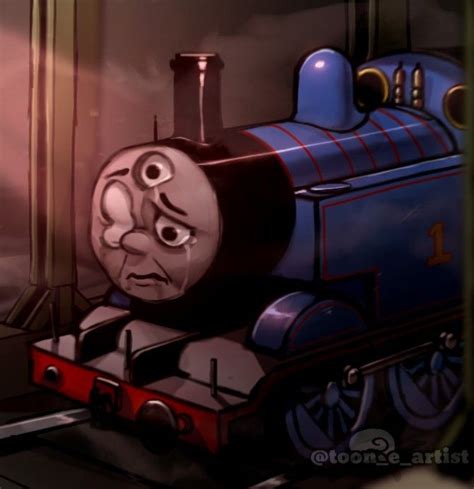 a cartoon train with an angry look on its face