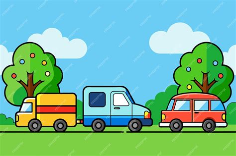 Premium Vector | A cartoon drawing of a truck with a truck and a truck ...