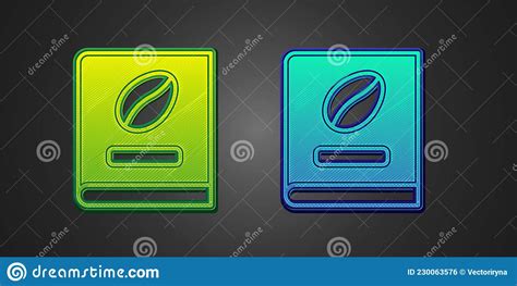 Green and Blue Coffee Book Icon Isolated on Black Background. Vector Stock Vector - Illustration ...
